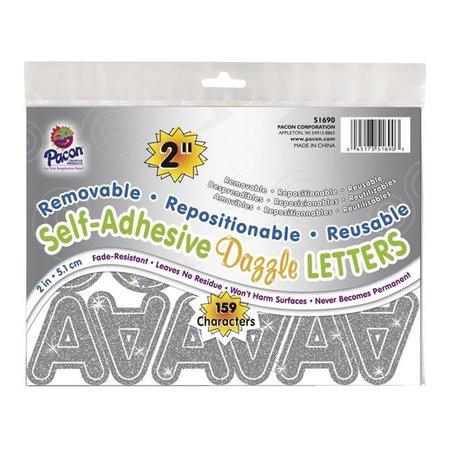 PACON CORPORATION Pacon 2004683 2 in. Puffy Font Self-Adhesive Letters; Silver Dazzle - 159 Piece 2004683